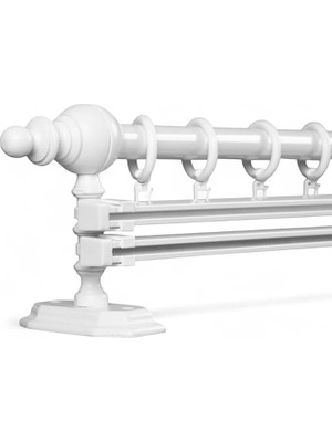 Çift Raylı Ahşap Rustik Perde Askısı (225 Cm)