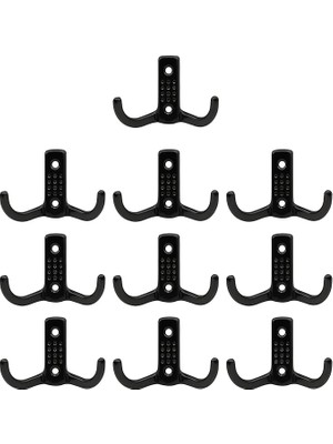 Noktalı Vestiyer Duvar Askısı Dolap Elbise Askılığı Siyah Metal Askı (10 Adet)