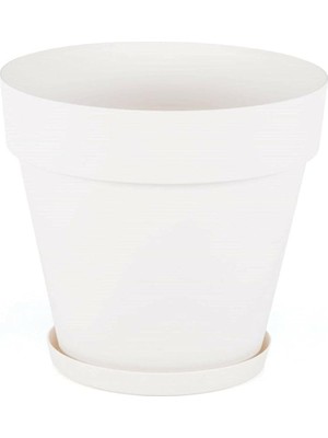 Saksı Dekoratif Tabaklı Saksı 10 Litre Kirli Beyaz Renk