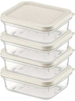 Home 4 Adet Buzdolabı Organizeri – Pp Plastik Şeffaf ve Ayarlanabilir Saklama Kabı, Gıdaları Taze Tutan Fresh Box, Çok Amaçlı,mikrodalga ve Bulaşık Makinesi Uyumlu (Beyaz, 500 Ml)