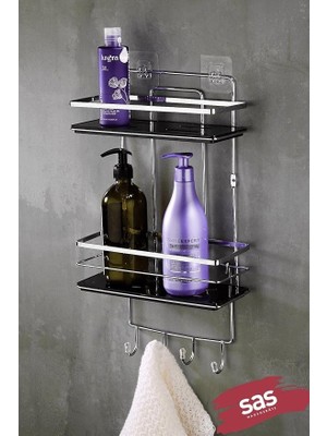 Haus Yapışkanlı Ömür Boyu Paslanmaz Kristal Ayarlanabilir Raf Banyo Düzenleyici Şampuanlık Lş-02 Kskk