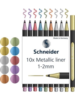 Paint-It Metallicliner 020 (Çizgi Kalınlığı 1-2 Mm, Yüksek Metalik Mürekkep, Hızlı Kurur,%88 Biyo Bazlı Plastik Gövde) 10 Adet, Çeşitli