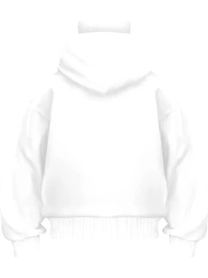 Veraura Lifestyle Samuray Ninja Çift Kapşonlu Zıp Fermuarlı Kanguru Çepli Tam Fermuarlı Hoodie Swetshirt - Beyaz