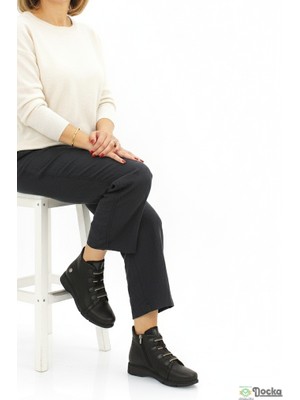 Mammamia Mammimia Kadın Düz Taban Günlük Bağcıksız Ortopedik Hakiki Deri Bot M26/KB4535