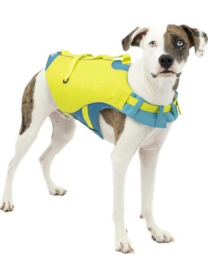 Surf N' Turf Köpek Can Yeleği, Yüzme Için Can Yeleği, Köpekler Için Yüzen Yelek, Pfd, Yansıtıcı, Ayarlanabilir, Mavi/yeşil, Orta