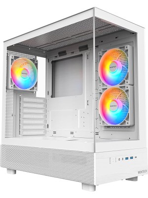 Xr, Atx Mid-Tower Pc Oyun Kasası, 3 x 120MM Argb Pwm Fanlar Önceden Yüklenmiş, Tam Görünüm Çift Temperli Cam Panel, Ahşap Tahıl Tasarım G/ç Arabirimi, 4090 Gpu'yu Destekleyin, 360MM Radyatör