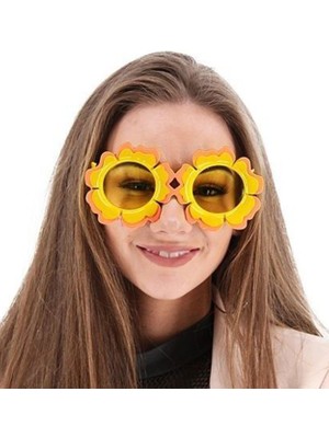 Femina Trendy Papatya Şekilli Turuncu Sarı Renkli Hawaii Konsept Parti Gözlüğü 15X7 cm (4940)