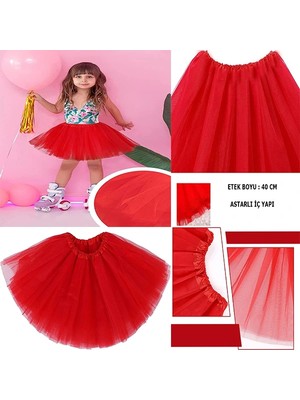 Shopwave Kırmızı Renk Tütü Etek Bale Eteği Gösteri Eteği Çocuk Bebek Boy (5047)