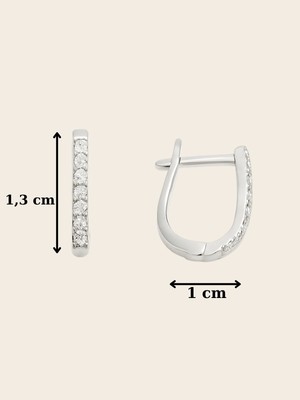 BymissMücevherat 925 Ayar Gümüş J Küpe Beyaz Zirkon Taşlı