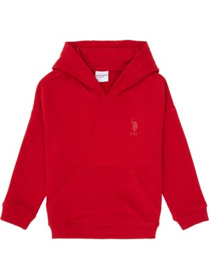 U.S. Polo Assn. Erkek Çocuk Kırmızı Kapüşonlu Basic Sweatshirt 50313941-VR171
