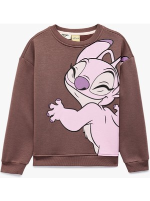 Koton Uzun Kollu Bisiklet Yaka Oversize Lisanslı Stitch Baskılı Sweatshirt