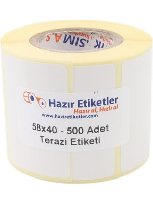 Etiketler , Hazır Al Hızlı Al Eko Termal Terazi Etiketi 58MM x 40MM Ruloda 500 Adet 40MM Kuka Çapında Direk Termal Transfer Etiketi