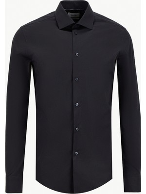 Calvin Klein Normal Gömlek Yaka Siyah Erkek Gömlek LV019EU001XNT_REG Esntl Poplın Str
