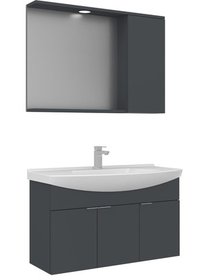 Orka Banyo Purus 100 cm Asma Banyo Dolabı Takımı (Spot Aynalı)