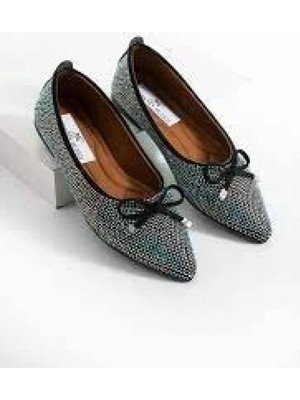 Zengezur Mall Xmpdby Sarra Siyah Saten Işlemeli Babet Ayakkabı (Numara: 36)