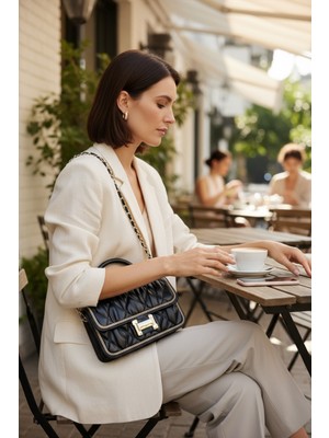 Ithal Yüksek Kalite Kadın Omuz ve El Çantası - Zincir Askılı Yumuşak Deri Siyah Çanta