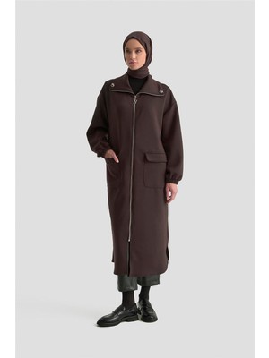 Armine Yüksek Yaka Örme Giyçık 25KD1503 Kahverengi