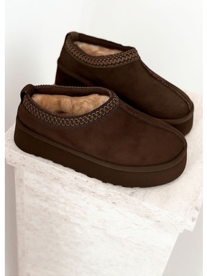 I Love Shoes Lefani Kadın Içi Tüylü Terlik Acıkahve Süet