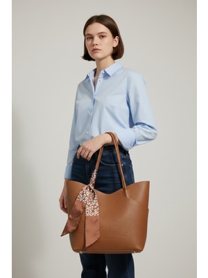 Crazy Kadın Taba Orta Boy Günlük Omuz Çantası ve Mini Yavru Çanta Seti