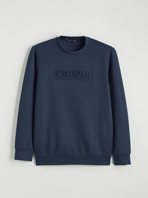 Lc Waikiki Yeni Sezon Bisiklet Yaka Baskılı Erkek Sweatshirt