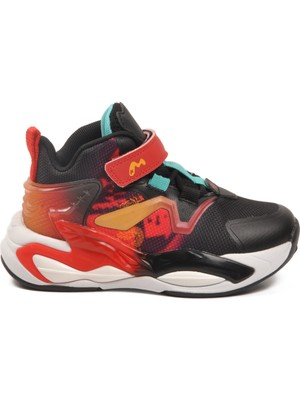 Siyah Kırmızı Cırtlı Hafif Esnek Erkek Çocuk Spor Ayakkabı 161-T5411102 P