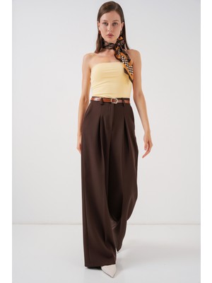 Bigdart Kadın Yüksek Bel Palazzo Pantolon 30051 - Kahverengi