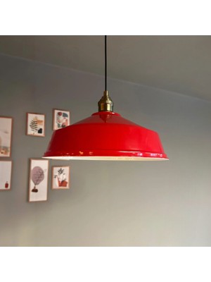 Bamyum Carmelo Kırmızı Tekli Avize Eskitme Lale Başlık Retro Sarkıt Lamba Restoran Salon Aydınlatma