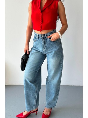 Kadın Baggy Tokalı Pantolon