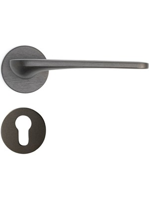 System Selene Rozetli Kapı Kolu Kalaylı Siyah Saten Renk Yale ( Dış Kapı Rozetli)