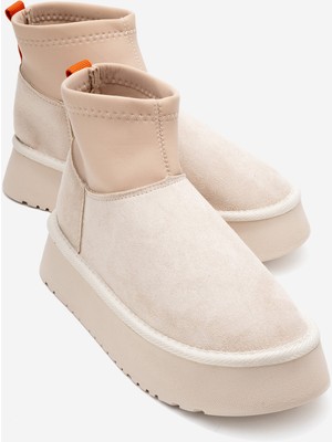 Luvi Ovar Bej Süet Scuba Platform Tabanlı Kadın Bot