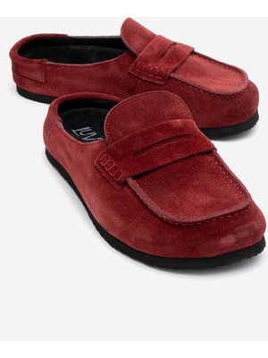 Luvi Prıva Bordo Süet Hakiki Deri Kadın Terlik