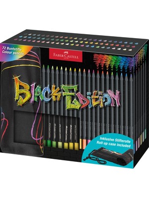 Faber-Castell Black Edition Rulo 72'li Boya Kalemi, Yüksek Pigmentli,canlı Renkler, Üçgen Siyah Ergonomik Gövde