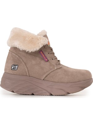 Sandal Spor Kadın Süet Kürklü Kısa Spor Bot SS001-0478 Bej