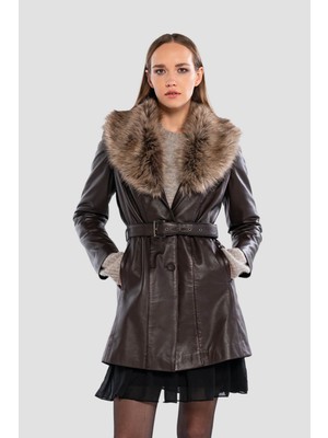 Tamer Tanca Kadın Hakiki Deri Kahverengi Deri Mont 1173 1980 Byn Derımont SK25/26 Kahve Dr