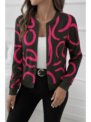Kadın Uzun Kollu Önden Fermuarlı Kısa Şardonlu Dalgıç Ceket