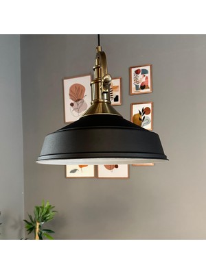 Bamyum Carmelo Siyah Renk Asaletli Tekli Avize Gemici Eskitme Başlık Sarkıt Lamba Salon Aydınlatma