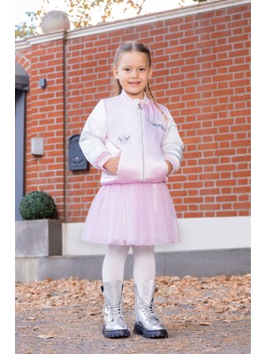 Minycenter Kalpli Pullu Nakışlı Saten Kolej Ceket