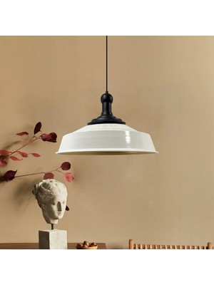 Bamyum Beyaz Asaletli Siyah Long Knob Başlık Retro Sarkıt Lamba Restoran Salon Aydınlatma