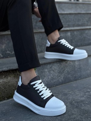 Zengezur Mall Sptrns KB-X46 Kuback Siyah Beyaz Yüksek Beyaz Taban Günlük Spor Ayakkabı (Numara: 41)