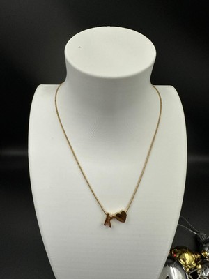 Stainless Steel Altın Renk K Harfi ve Kalp Detaylı Çelik Kolye