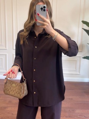 Gömlek Pantolon Modal Takım - Kahve