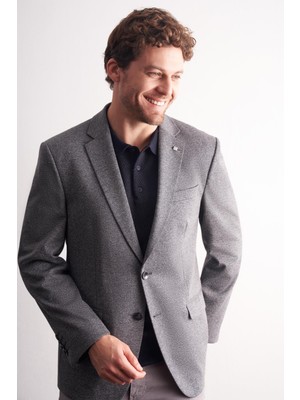 İmza Siyah Mono Yaka Kendinden Desenli Pamuklu 4 Drop Comfort Fit Classic Ceket 1002255158