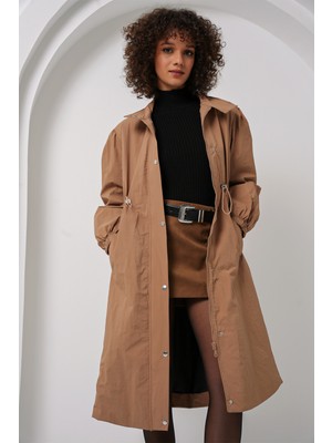 Bigdart 5939 Astarlı Uzun Trençkot - Camel