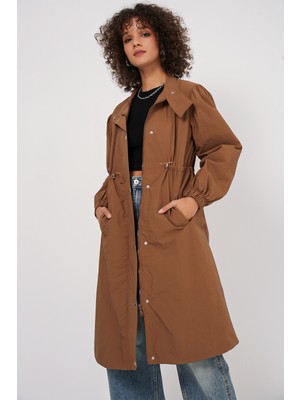 Bigdart 5939 Astarlı Uzun Trençkot - Taba