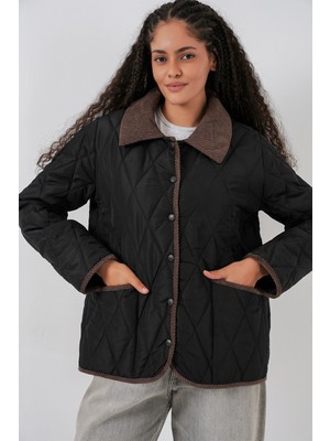 Bigdart Kadın Kapitone Oversize Mont 5226 - Siyah