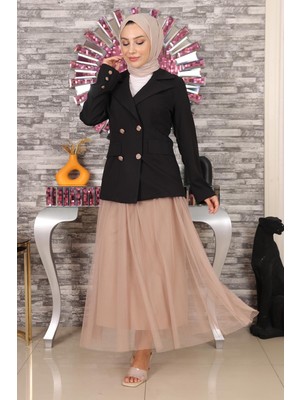 Ceketli Eteği Tül Takım Siyah MSW19151-3