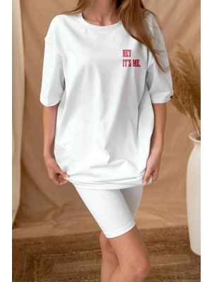 Rawea Fashion Unisex Baskılı Oversize T-Shirt - Beyaz