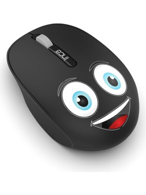 Mena Rise Inca Weeny IWM-245ST Desing 3D Wireless Siyah Mouse Sevimli Emoji Karakterli,2.4 Ghz Usb,ergonomik Zarif Kullanım Şekli, Konforlu Dokunuş HISSI,1200 Dpi, 10M Çekim Mesafesi,uyku Modu