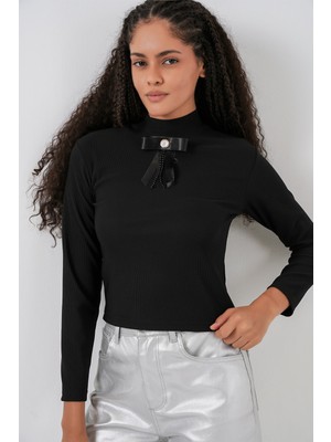 Bigdart Kadın Kurdale Detay Uzun Kollu Bluz 977 - Siyah