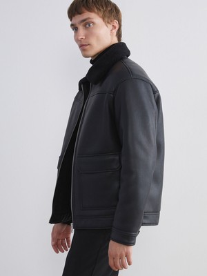 Lc Waikiki Yeni Sezon Standart Kalıp Erkek Deri Görünümlü Mont